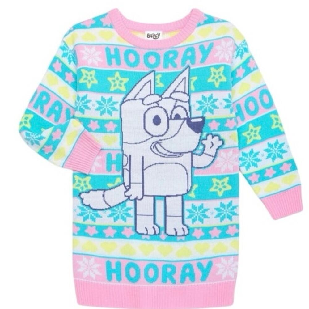 NWT Bluey Infant Baby Toddler Girls Sweater Dress, Size 12 Months